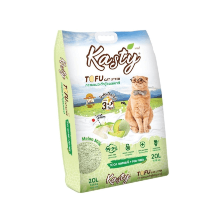 ทรายแมวเต้าหู้ kasty กลิ่นนมเมล่อน ขนาด 20 ลิตร_0